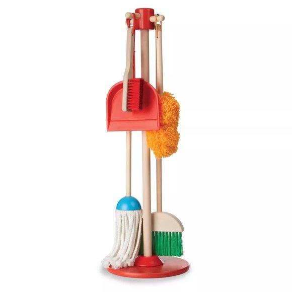 Melissa & Doug New 6pc Wooden Set - Premium Broom, Duster & Mop Toy Set for Kids - Picture 1 of 13